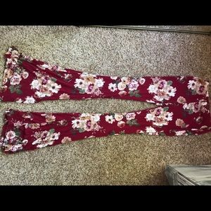 RED FLORAL BOHEMIAN PANTS